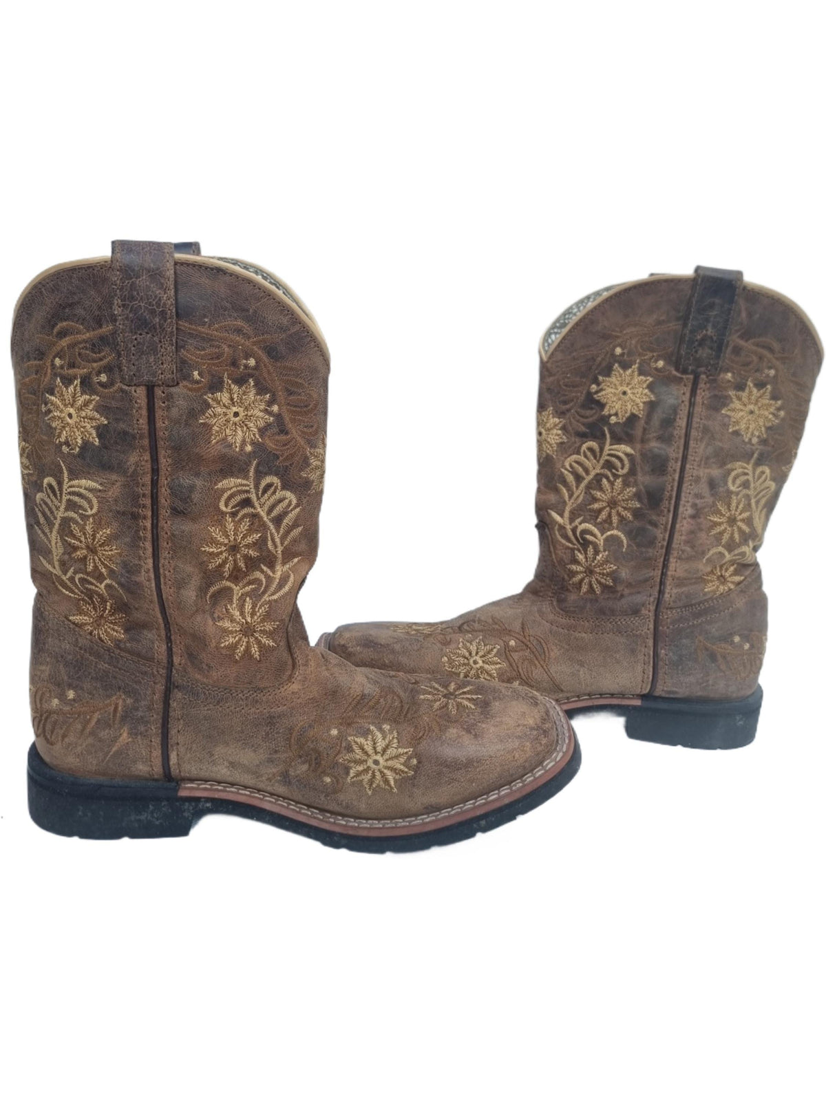 Embroidered Leather Cowboy Boots: Handmade Dan Post Western Boots US 5 / UK 3