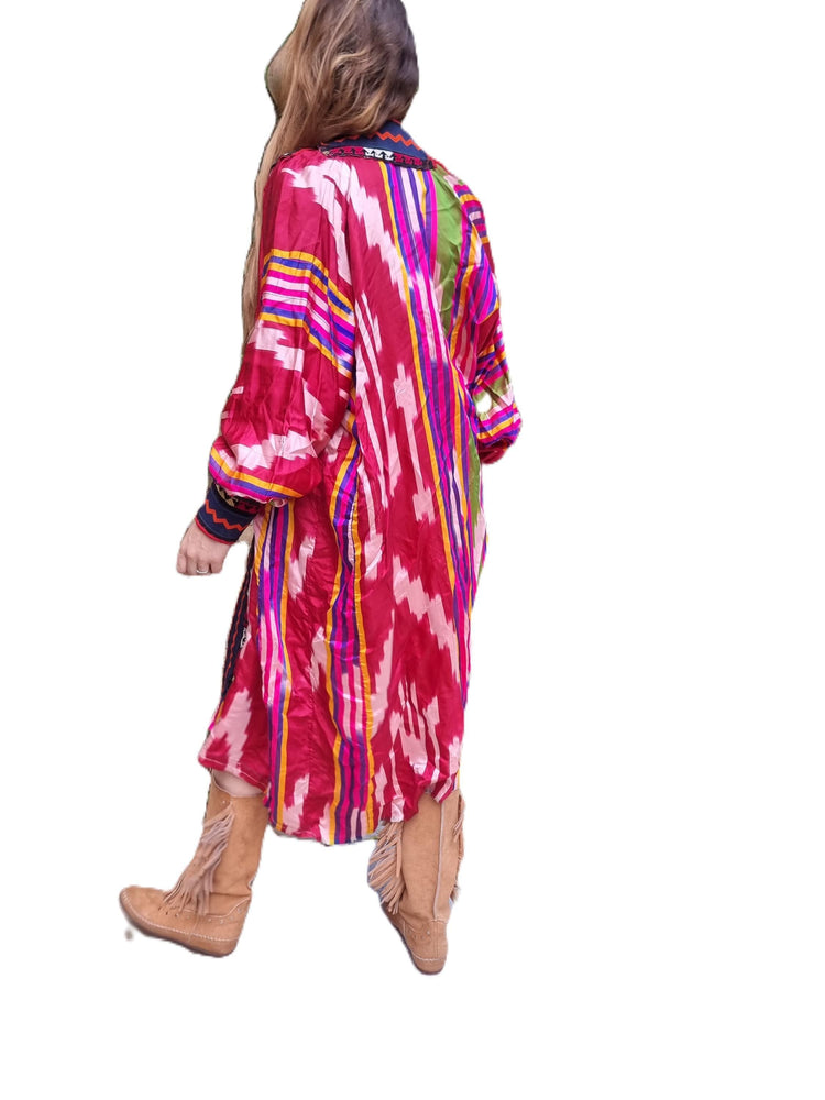 Vintage Moroccan Kimono – Embroidered Berber Jacket, Boho Duster Coat, Hippie Festival Layering Piece