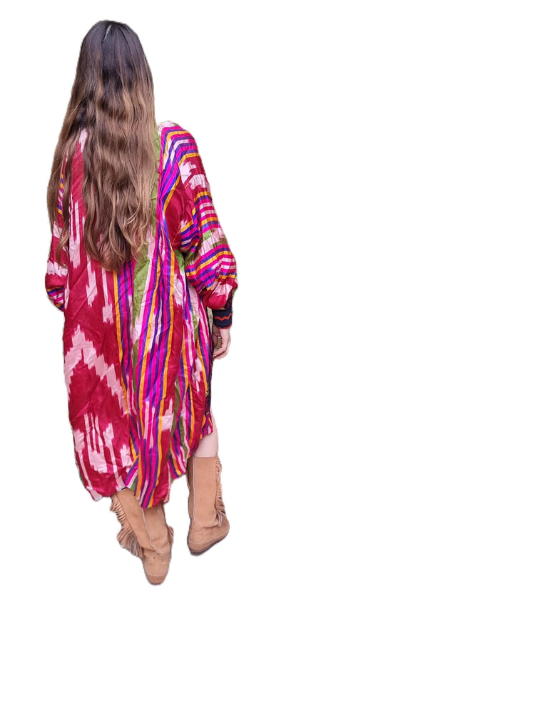 Vintage Moroccan Kimono – Embroidered Berber Jacket, Boho Duster Coat, Hippie Festival Layering Piece