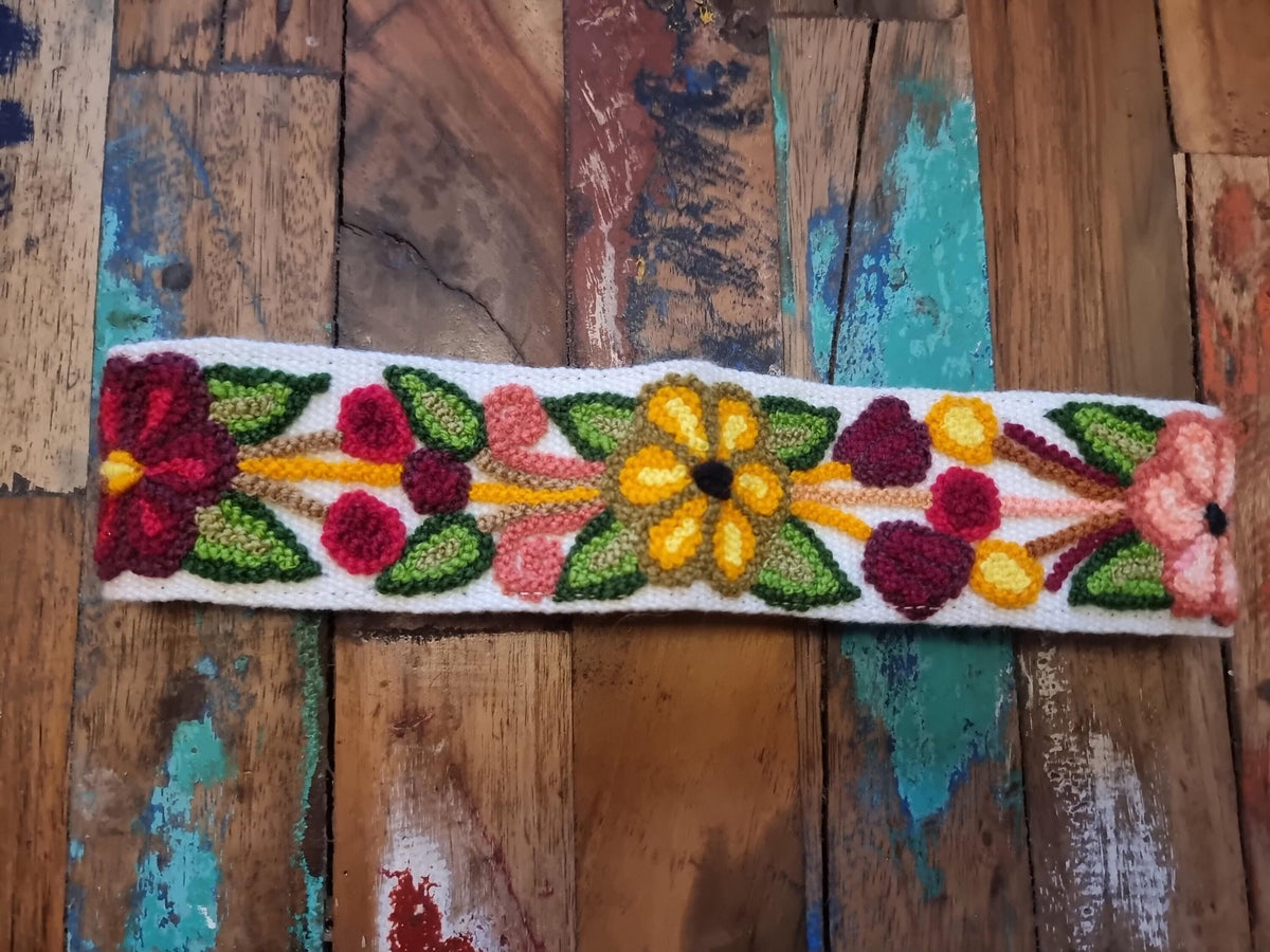 Frida Kahlo Style Headband – Handmade Peruvian Alpaca Wool Floral Hairband