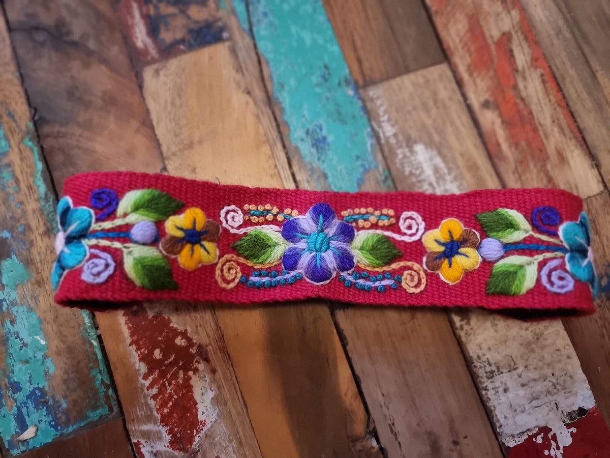 Hand Embroidered Alpaca Wool Headband: Boho Hippie Hair Accessory