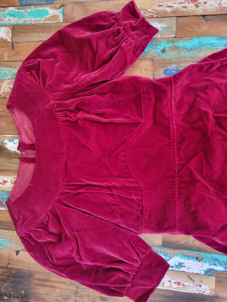 Burgundy Velvet Maxi Dress: Short Sleeve Christmas Evening Gown
