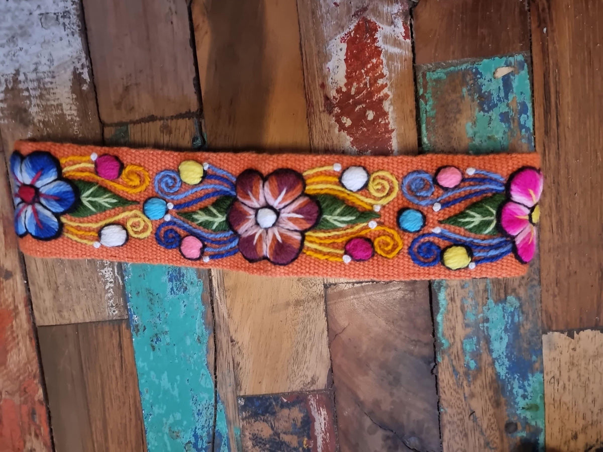Floral emboidered headband, unique flower hair band, frida kahlo style accessories for women girls