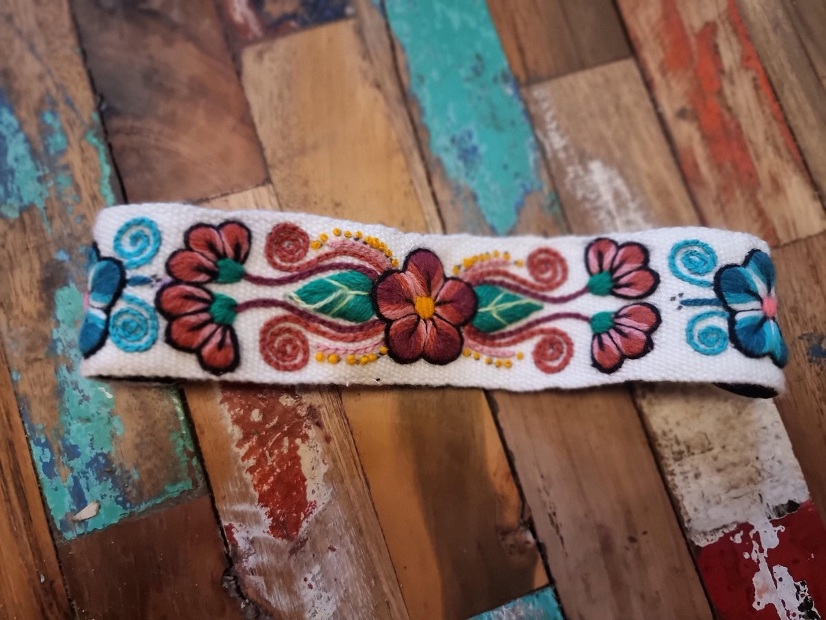 Floral emboidered headband, unique flower hair band, frida kahlo style accessories for women girls