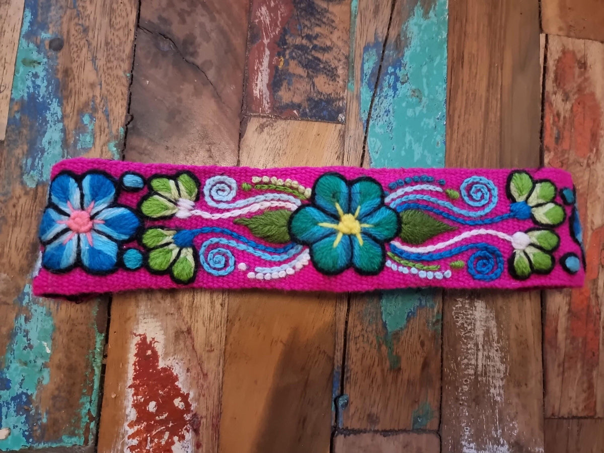 Floral emboidered headband, unique flower hair band, frida kahlo style accessories for women girls