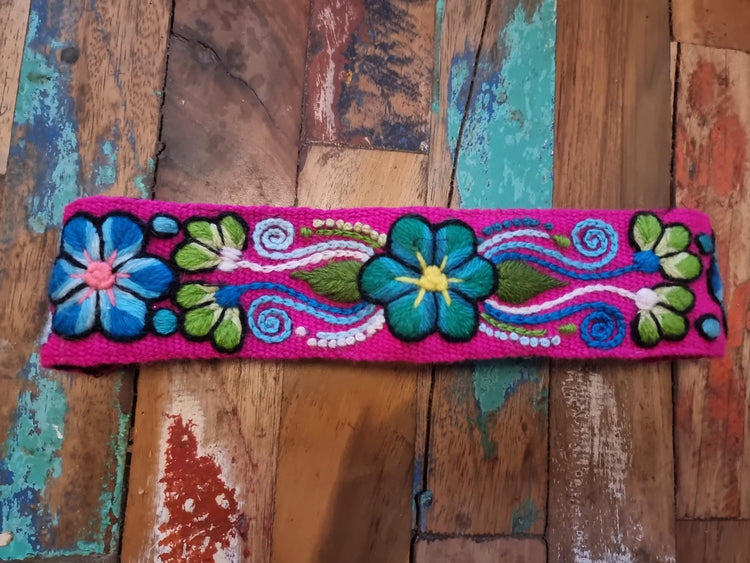 Floral emboidered headband, unique flower hair band, frida kahlo style accessories for women girls