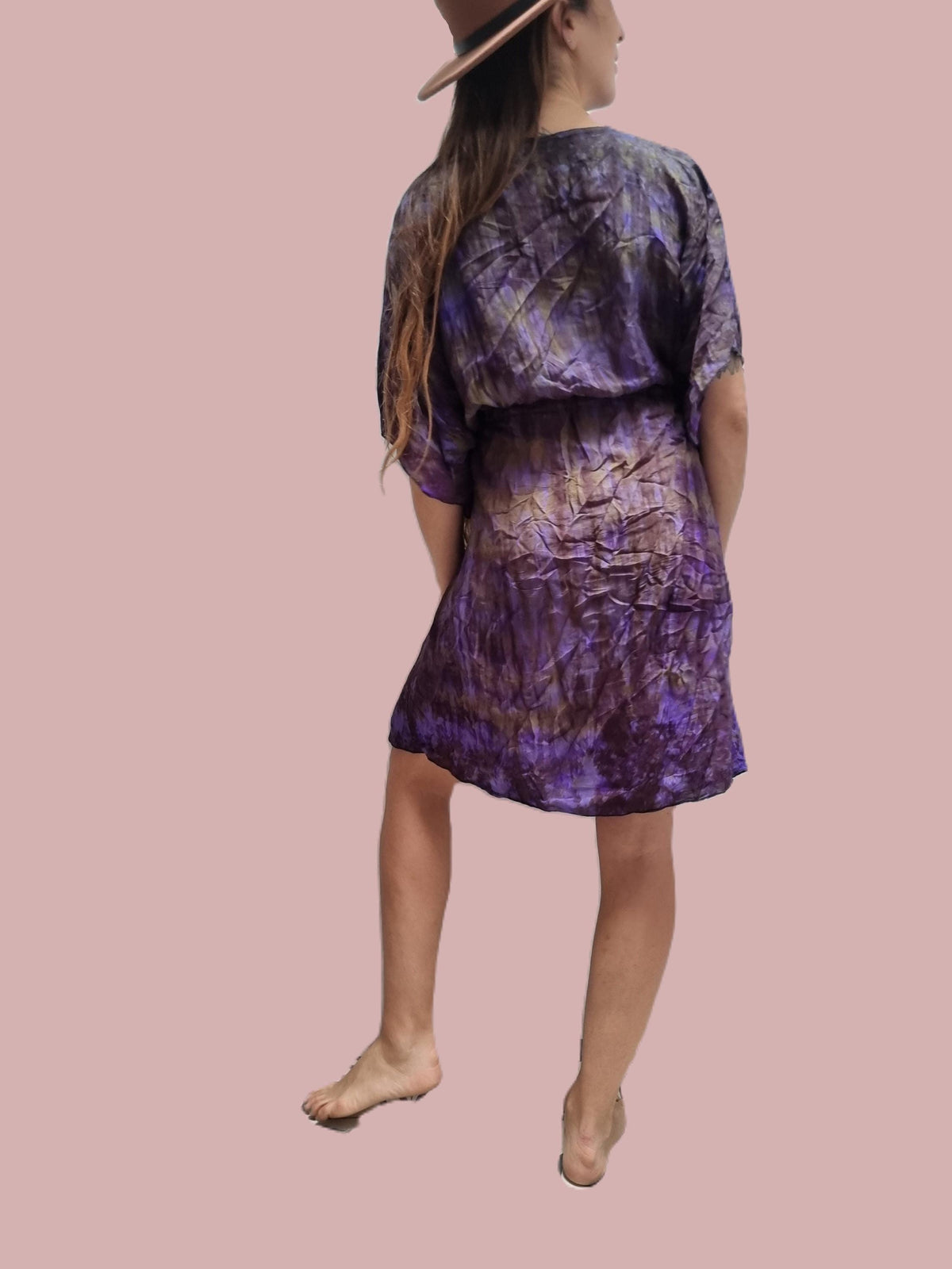 Tie Dye Silk Kaftan Dress: Boho Beach Cover-Up, Adjustable Fit
