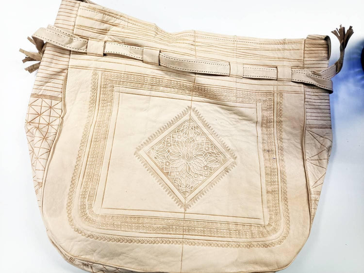 Handmade Leather Tote Bag: Large Boho Bucket Bag, Vintage Style