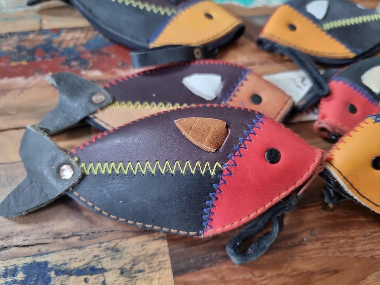 Handmade Fish Leather Coin Purse: Zippered Small Wallet