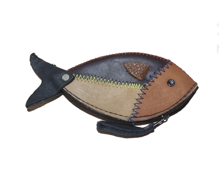 Handmade Fish Leather Coin Purse: Zippered Small Wallet