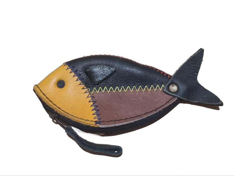Handmade Fish Leather Coin Purse: Zippered Small Wallet