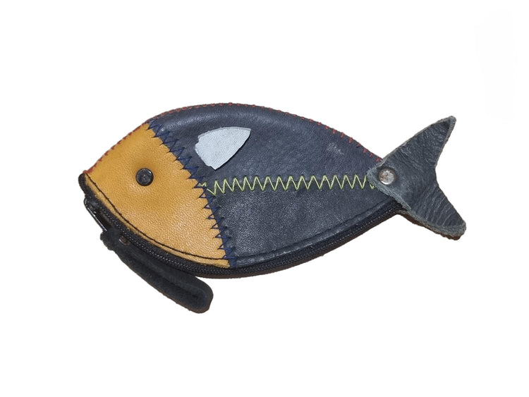 Handmade Fish Leather Coin Purse: Zippered Small Wallet