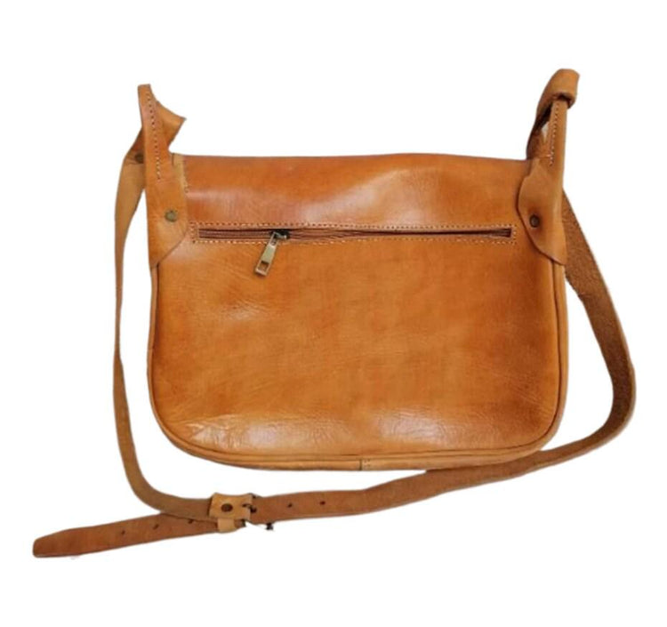 Large Moroccan Leather Shoulder Bag & Wallet Set: Boho Festival Purse