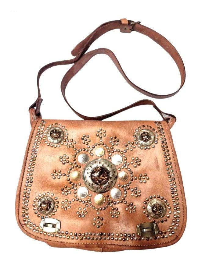 Moroccan Leather Handbag & Wallet Set – Boho Crossbody Purse and Wristlet Gift Set