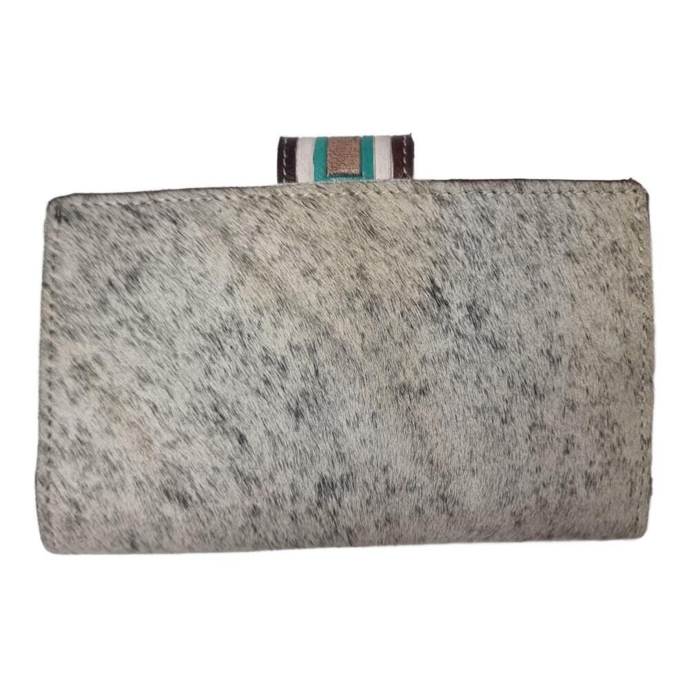 Tooled Leather Cowhide Wallet Set: Western Turquoise Clutch & Crossbody Bag
