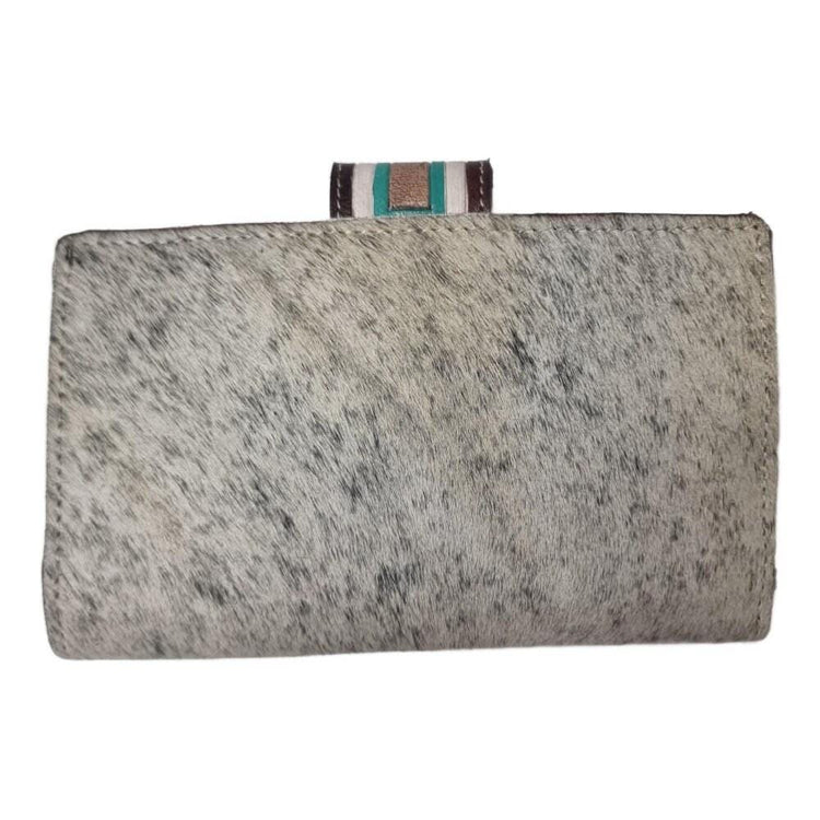Tooled Leather Cowhide Wallet Set: Western Turquoise Clutch & Crossbody Bag