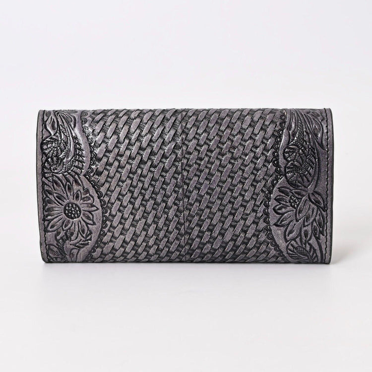 Hand Tooled Leather Western Wallet: Cowgirl Long Purse