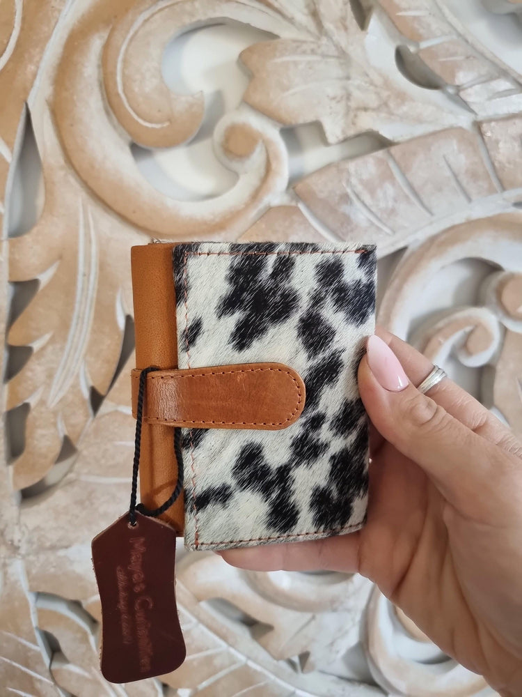 Handmade Cowhide Trifold Wallet: Mini Buffalo Leather Purse, Western Boho Style