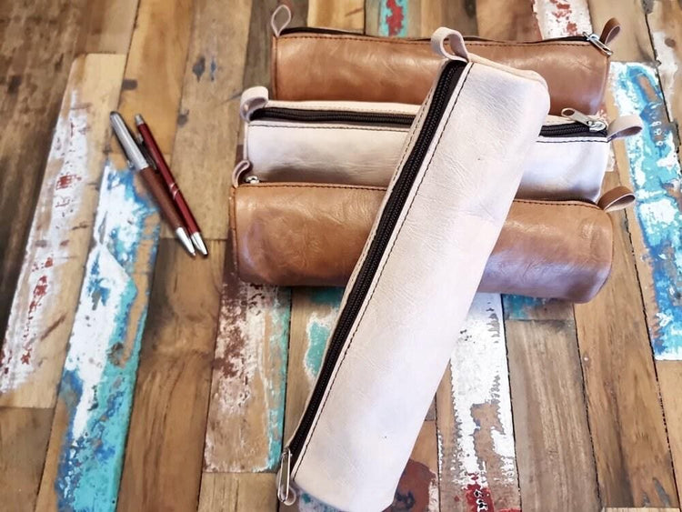 Handmade Leather Pencil Case: Minimalist Makeup Bag & Sunglasses Case