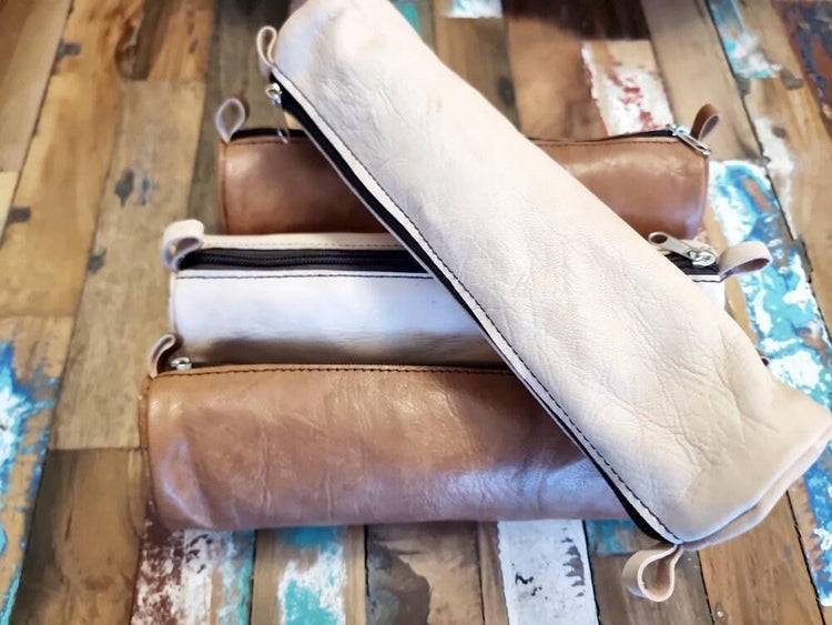 Handmade Leather Pencil Case: Minimalist Makeup Bag & Sunglasses Case