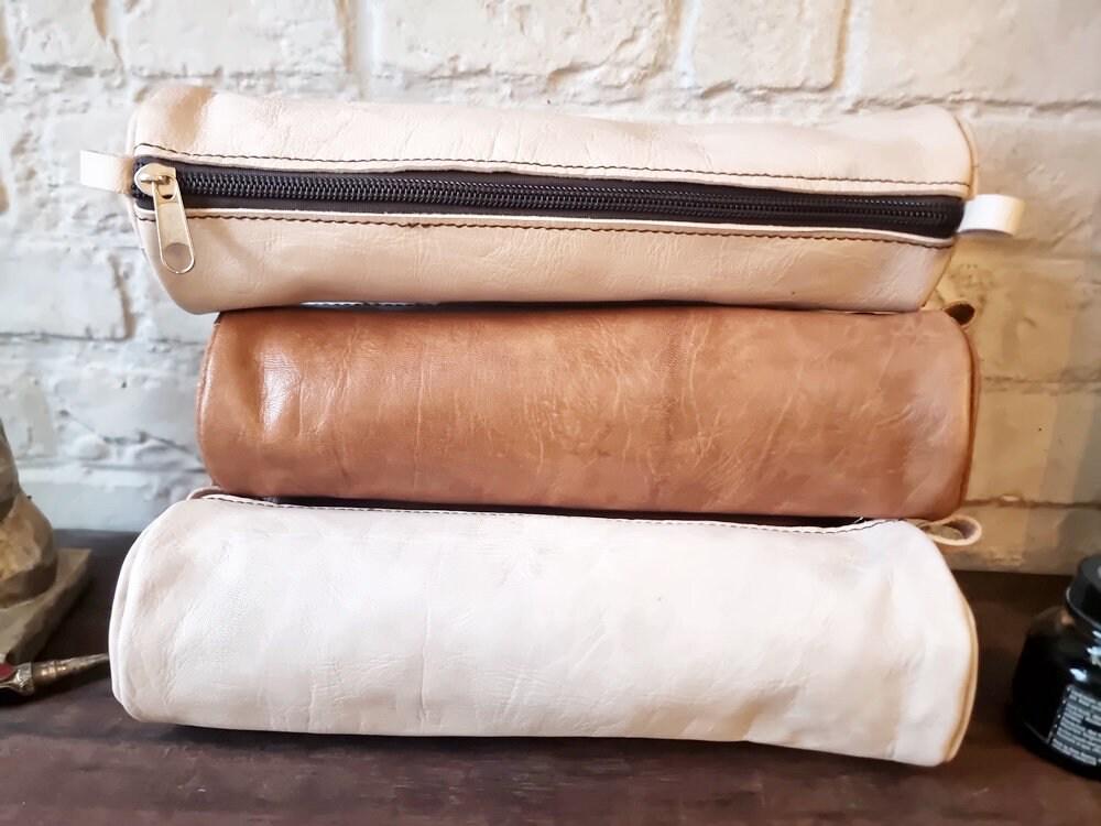 Handmade Leather Pencil Case: Minimalist Makeup Bag & Sunglasses Case