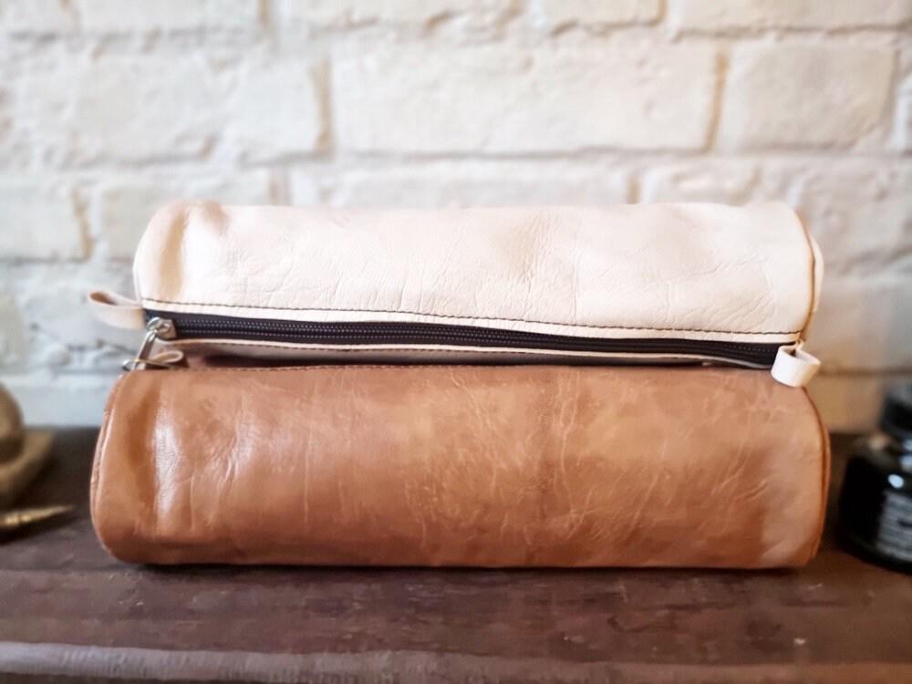 Handmade Leather Pencil Case: Minimalist Makeup Bag & Sunglasses Case