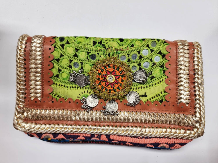 Braided Leather Crossbody Bag: Upcycled Ethnic Banjara Purse