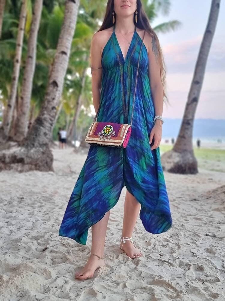 Boho Leather Crossbody Bag: Banjara Tribal Clutch, Hippie Festival Purse