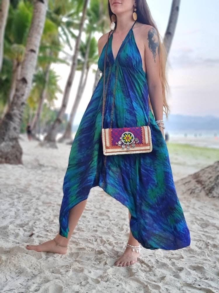 Boho Leather Crossbody Bag: Banjara Tribal Clutch, Hippie Festival Purse