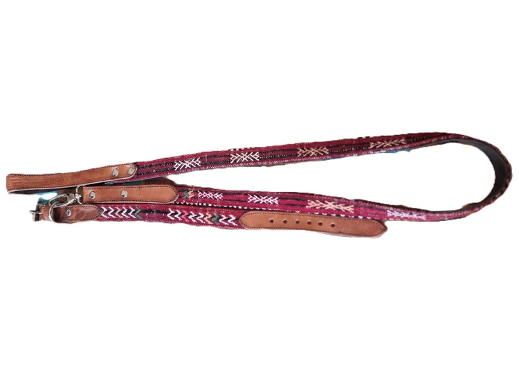 Handmade Moroccan Kilim Dog Collar & Leash Set: Boho Aztec Leather