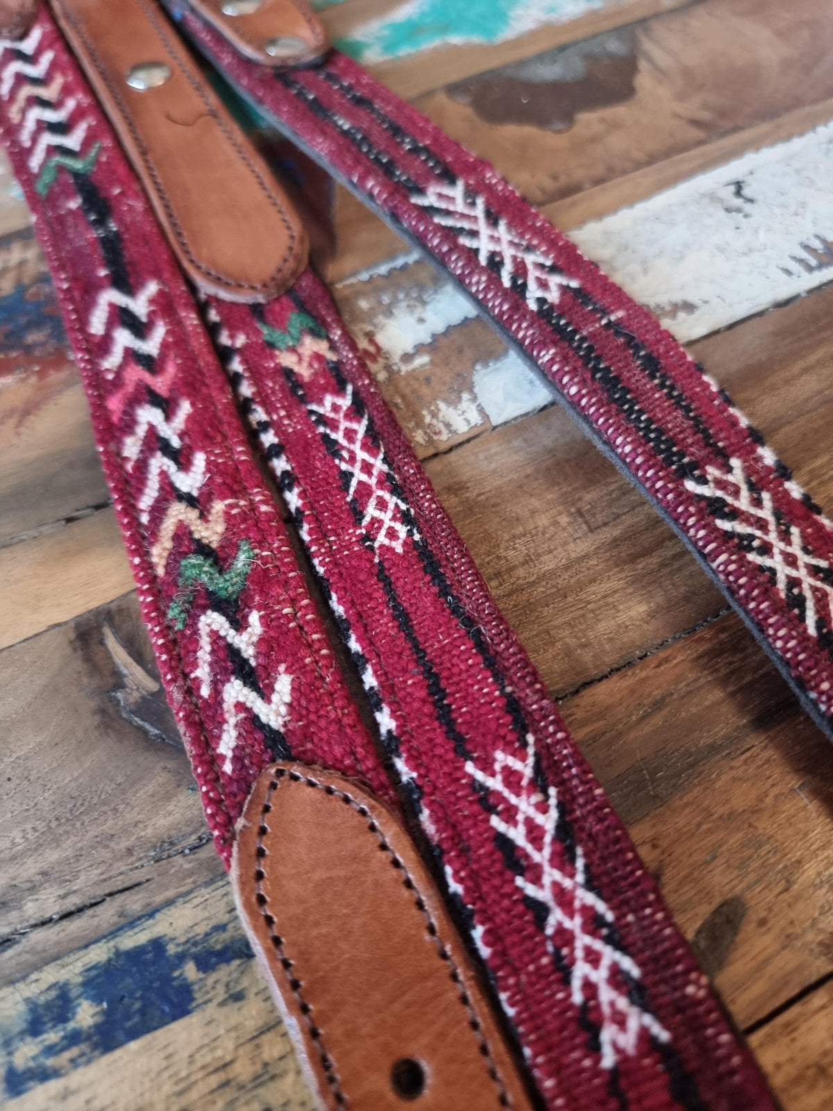 Handmade Moroccan Kilim Dog Collar & Leash Set: Boho Aztec Leather