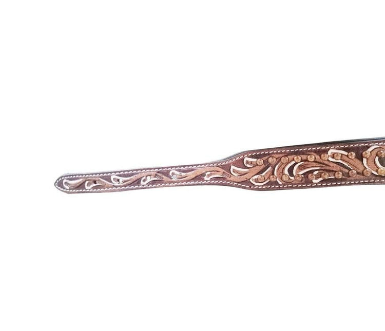Hand-Tooled Leather Dog Collar: Boho Floral Design, Large Breed