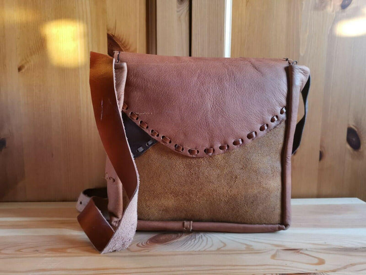 Vintage Butterfly Leather Bag, Dog Lover Handbag, Upcycled Patchwork Purse, Boho Crossbody Bag, 70s Style Leather Bag, Nature Gift