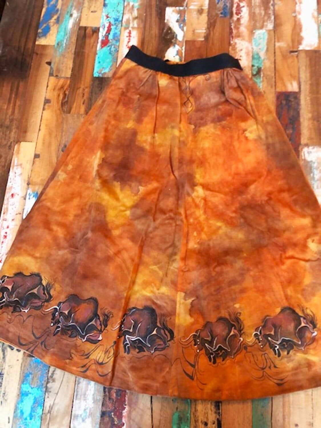 Vintage 3 Piece Leather Set, Western Suede Co Ord, Leather Bell Bottom Trousers, Hand Painted Buffalo Outfit, Cowgirl Costume XS UK 6
