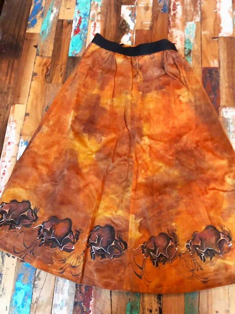 Vintage 3 Piece Leather Set, Western Suede Co Ord, Leather Bell Bottom Trousers, Hand Painted Buffalo Outfit, Cowgirl Costume XS UK 6