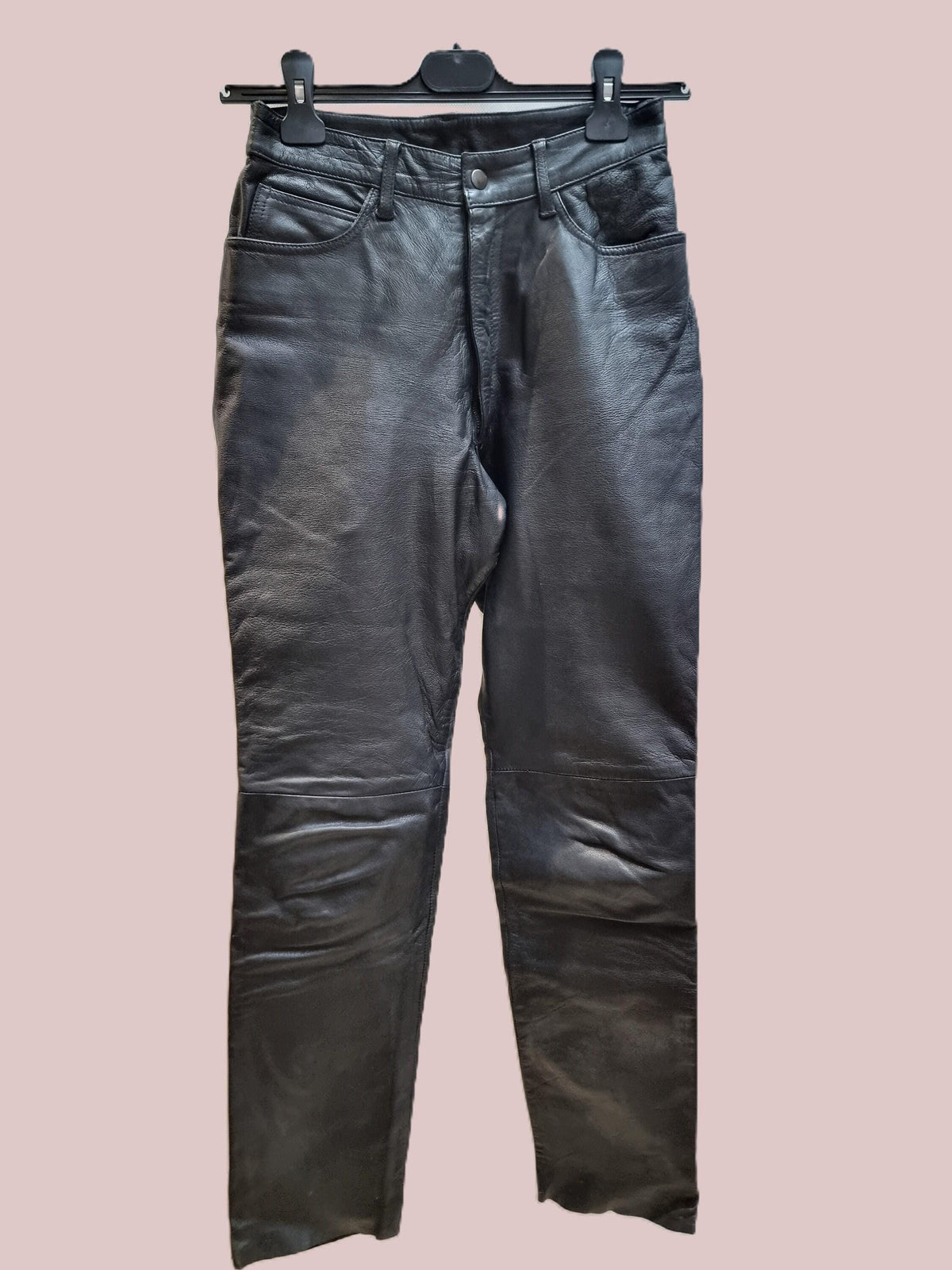 Vintage Black Leather Trousers, Womens Biker Leather Pants, Steampunk Trousers, Rock Festival Clothing, Genuine Leather XS S