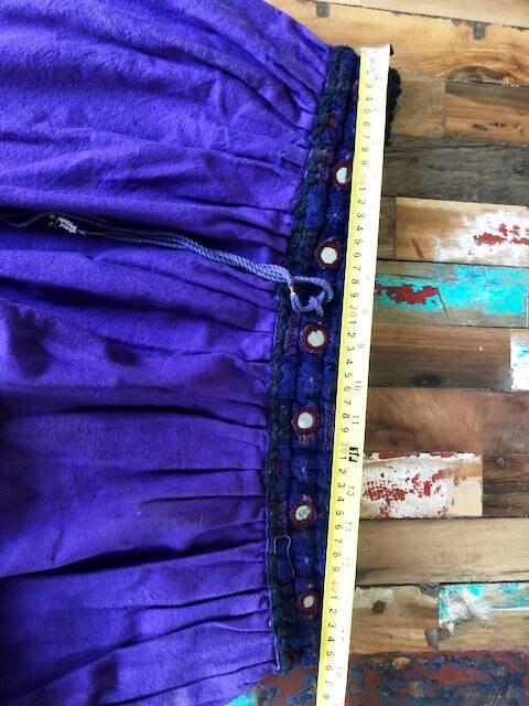 Banjara Midi Skirt Purple Gypsy Mirror Embroidery Tribal Boho Skirt Ethnic Hippie Festival Skirt Size L