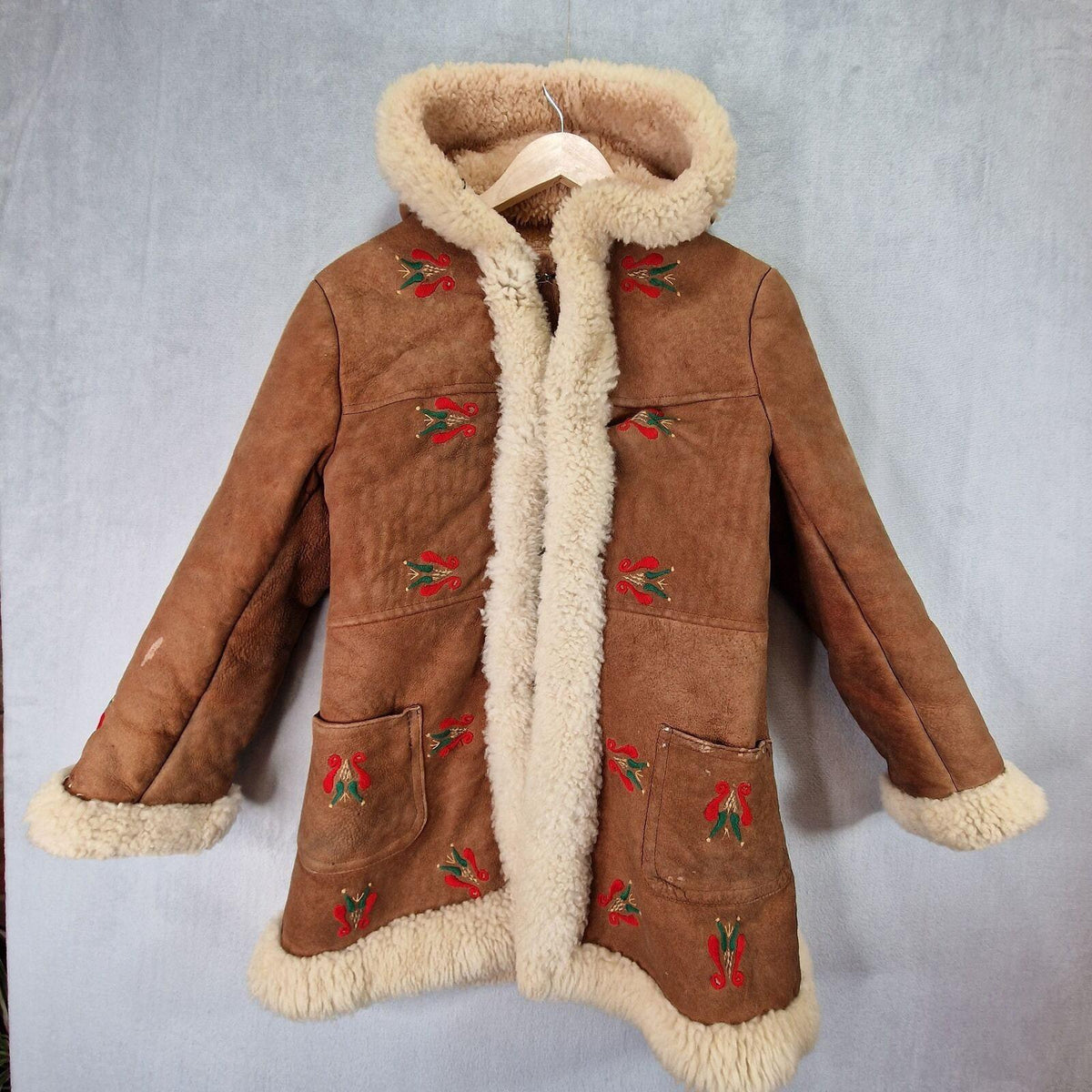 Embroidered Lambskin Afghan Coat: Vintage 70s Shearling Jacket