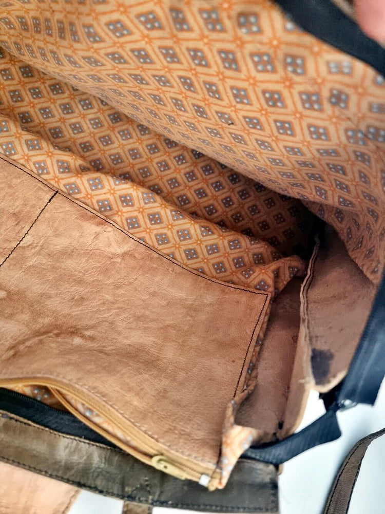 Handmade African Leather Crossbody Bag: Large Tribal Boho Tote