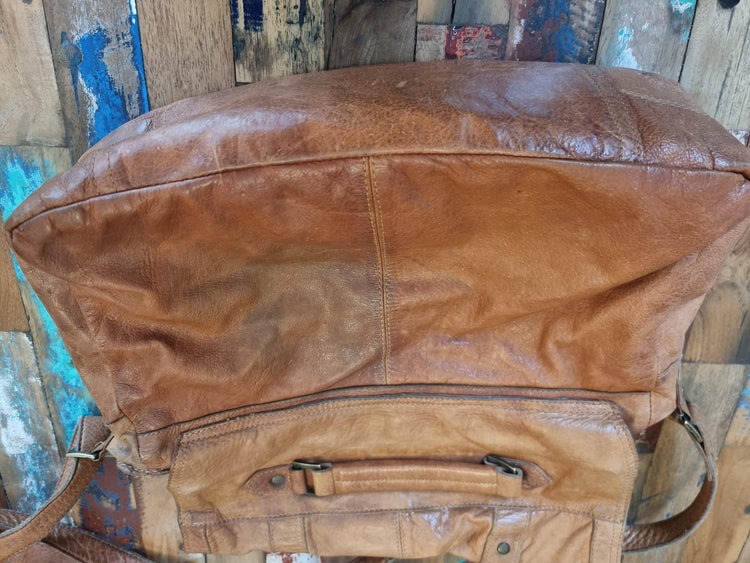 Y2K Leather Satchel: Large Tan Brown Boho Purse