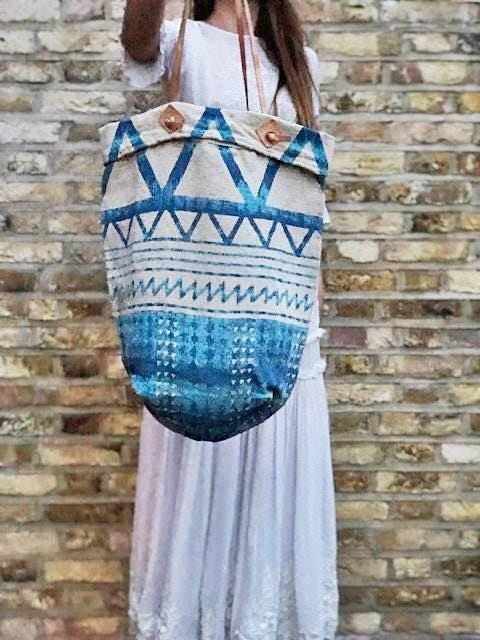 Woven Jute Leather Tote Bag: Large Boho Shoulder Bag