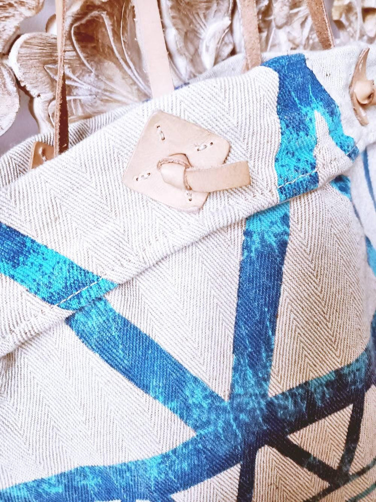 Woven Jute Leather Tote Bag: Large Boho Shoulder Bag
