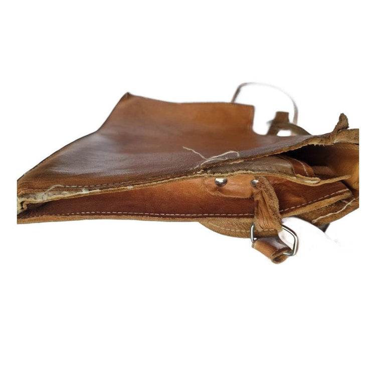 Vintage 70s Leather Messenger Bag: 15" Laptop Briefcase