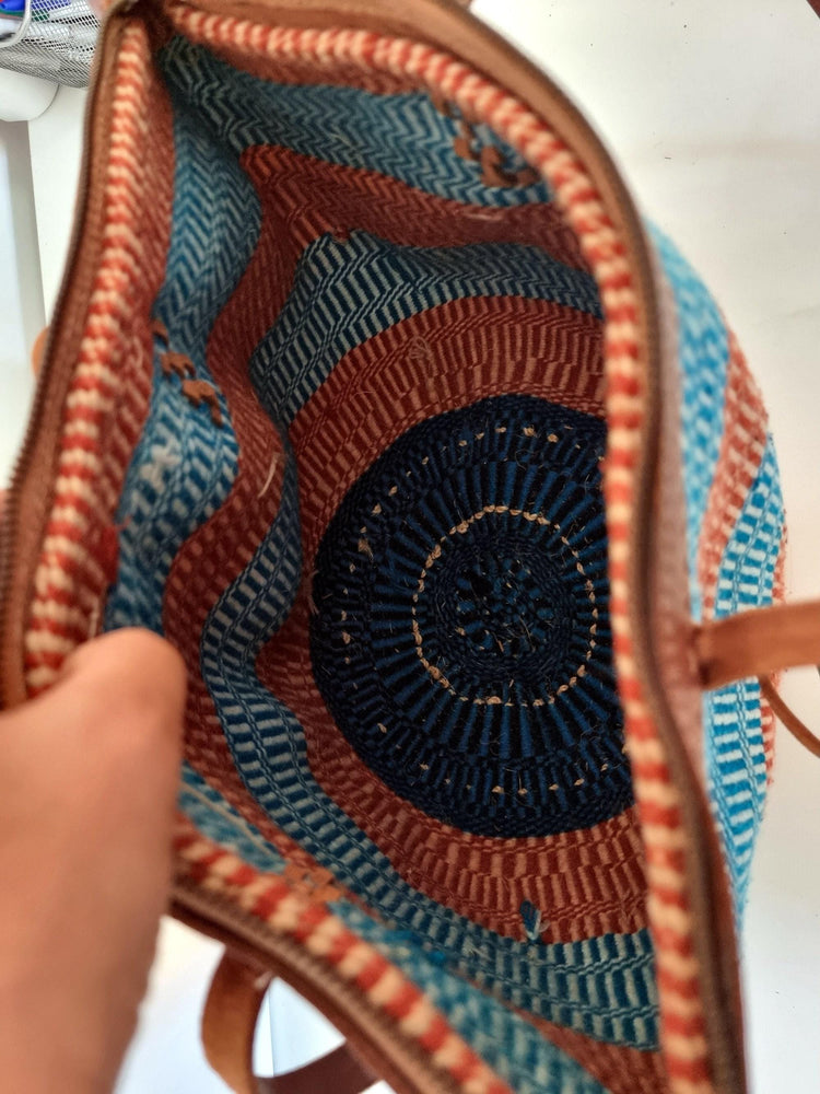 Vintage 70s Sisal Bucket Bag: Large Woven Straw & Leather Kiondo