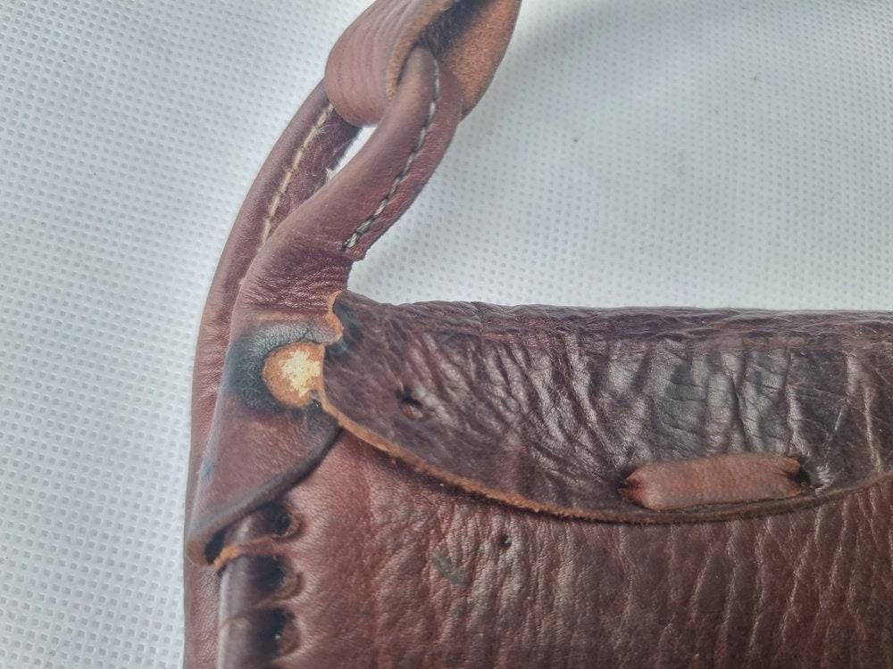 Vintage Braided Leather Bag, Dark Brown Western Crossbody Purse, Heart Leather Handbag, Boho Hippie Fringe Bag, Rustic Shoulder Bag