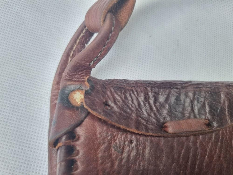 Vintage Braided Leather Bag, Dark Brown Western Crossbody Purse, Heart Leather Handbag, Boho Hippie Fringe Bag, Rustic Shoulder Bag