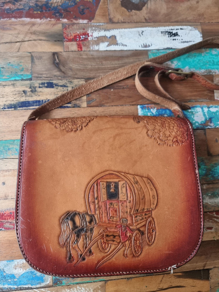 Vintage Tooled Leather Western Bag: Horse Design Cowgirl Purse