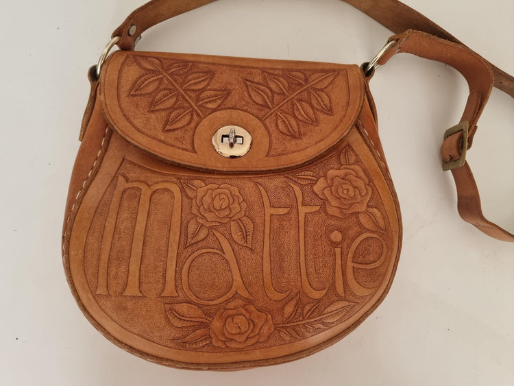 70s Tooled Leather Purse: Unique Western Floral Hippie Bag