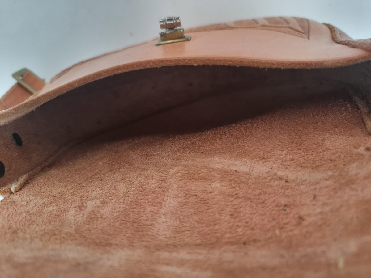 70s Tooled Leather Purse: Unique Western Floral Hippie Bag