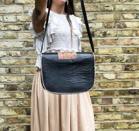Vintage Tooled Leather African Bag: Tribal Masai Handbag